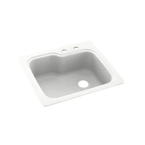 Swan Dual-Mount Solid Surface 25 in. x 22 in. 2-Hole Single Bowl Kitchen Sink in Tahiti White