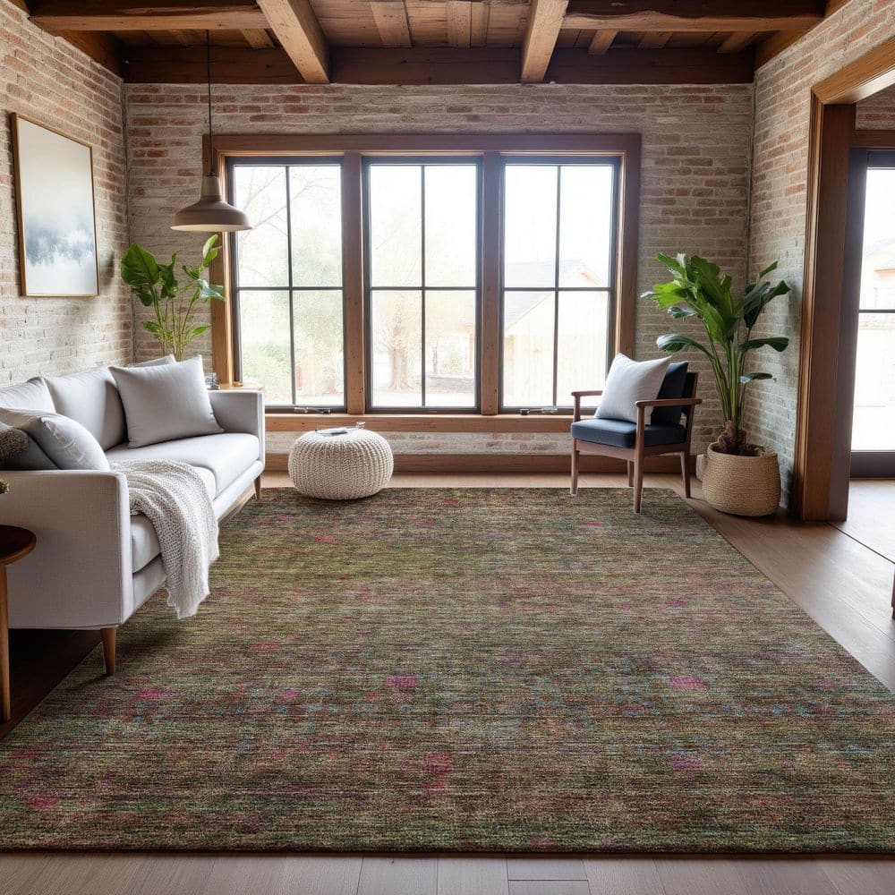Mayfield Premium Machine Washable Abstract AMF1171 Cactus 10 ft. x 14 ft. Area Rug price history on PriceWatchPro