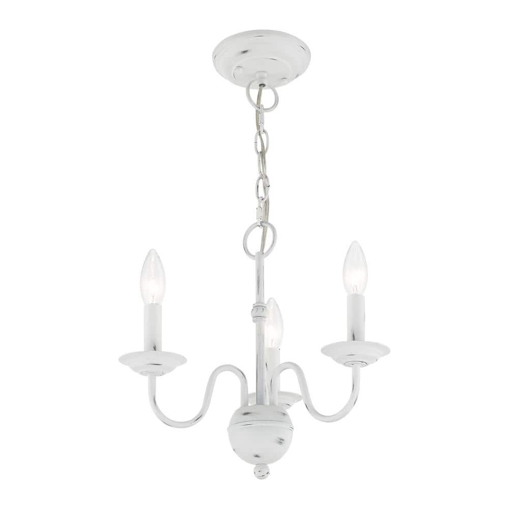 Windsor Antique White 3-Light Mini Chandelier with Steel Finish