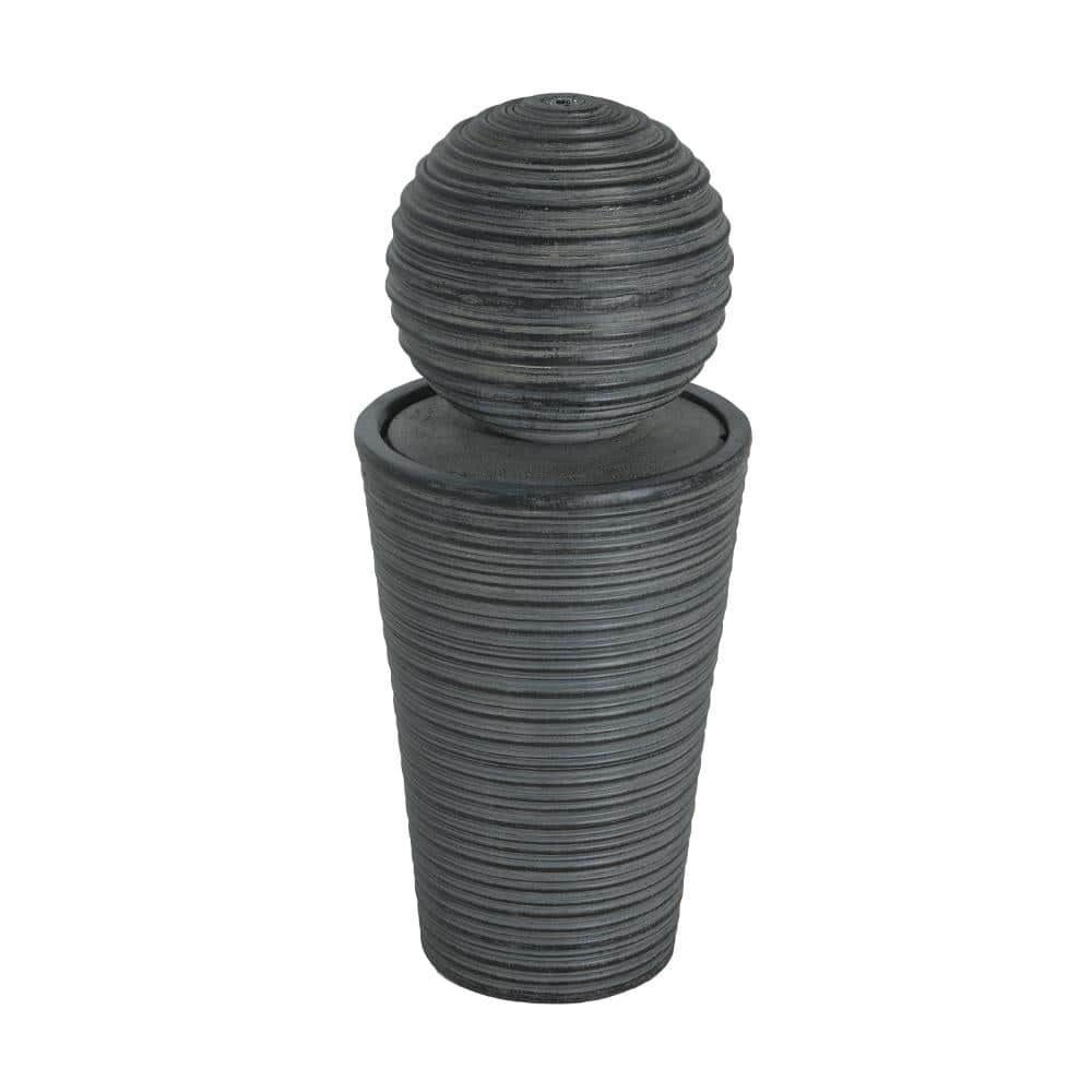 Outdoor Tall Striped Concrete Column Fountain with LED-Lit price history on PriceWatchPro