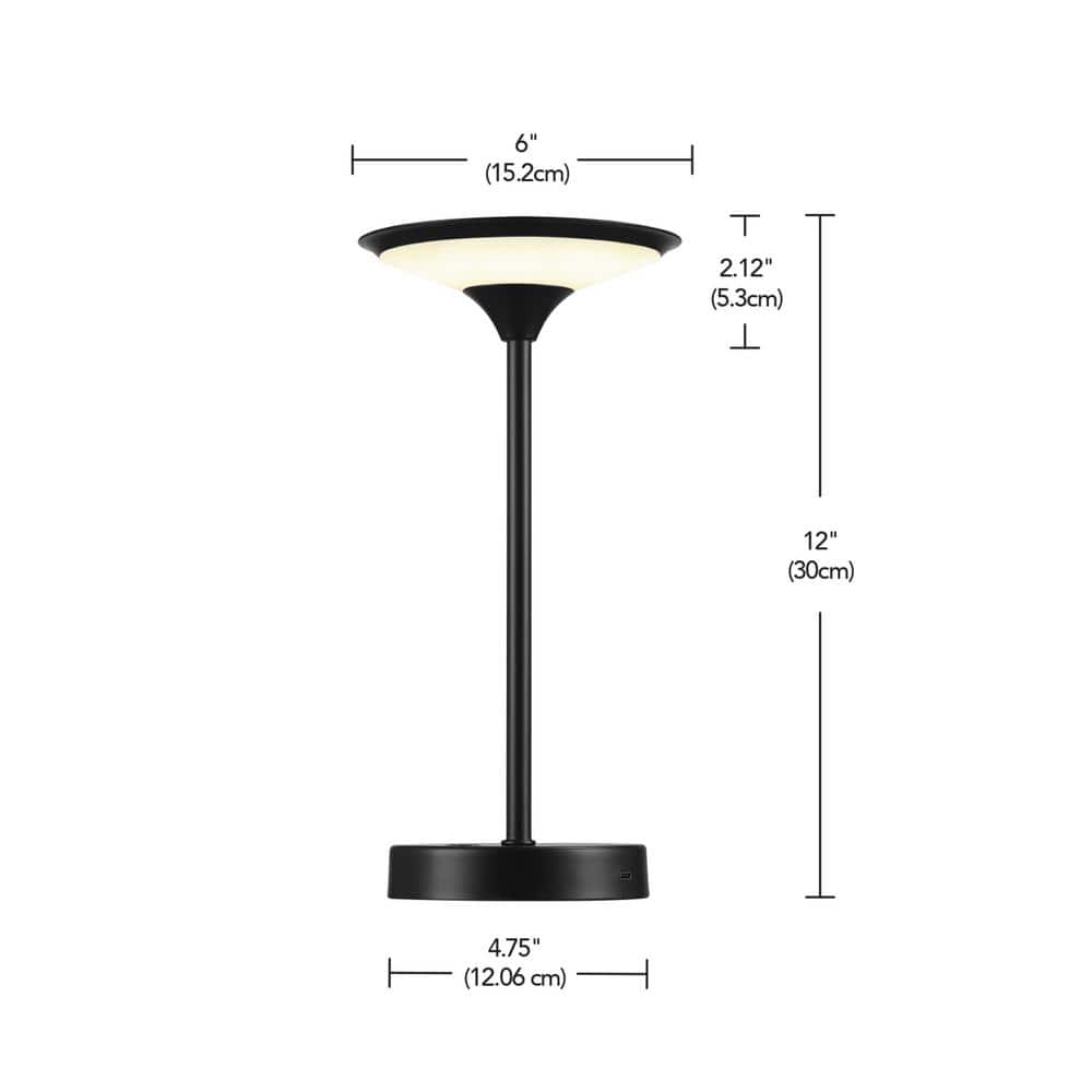 Matte Black Outdoor LED Table Lamp with Touch Switch