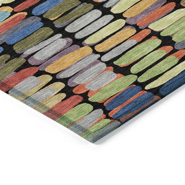 Chantille Machine Washable Indoor/Outdoor Abstract ACN2349 Black 8 ft. x 10 ft. Area Rug