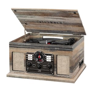6-in-1 Nostalgic Bluetooth Record Player with 3-Speed Turntable