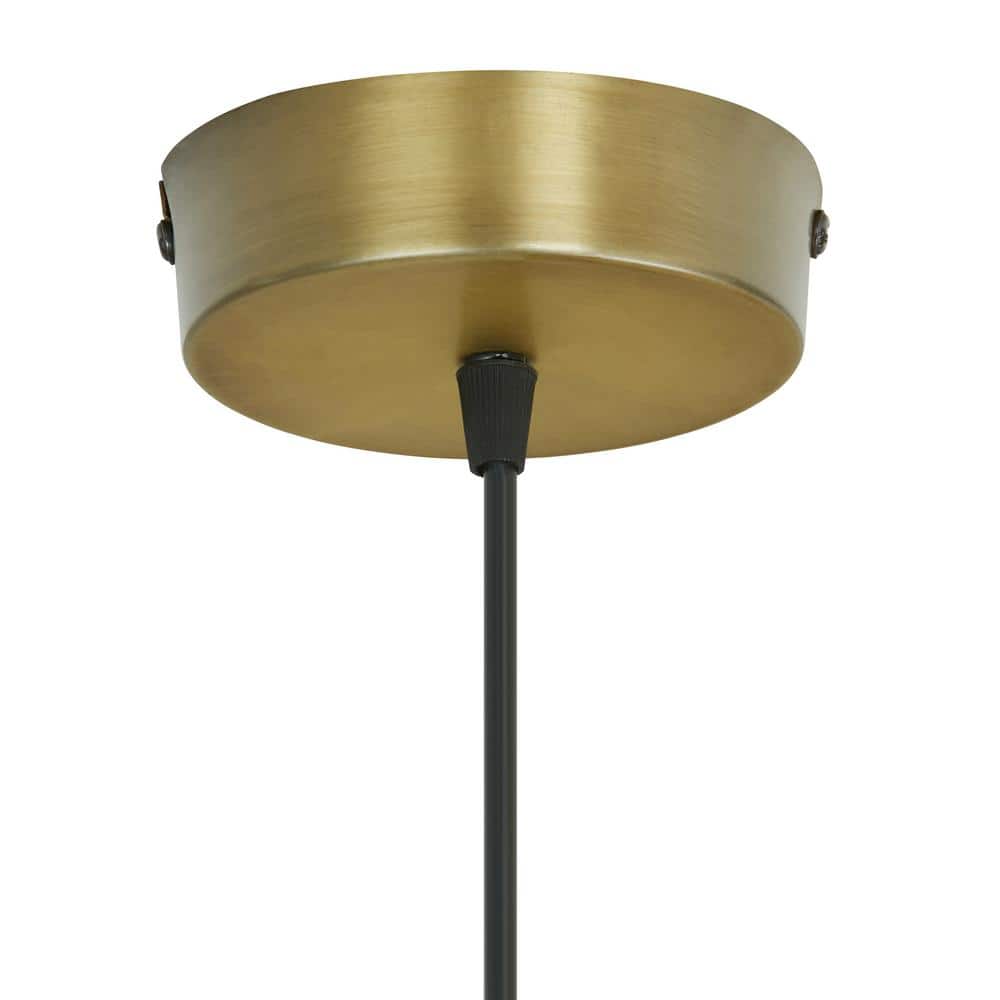 Yellow Textured Glass and Gold Metal Pendant Light, Adjustable Height