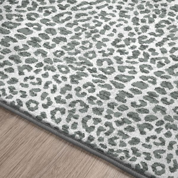 2 X 8 Gray Animal Print Runner Rug