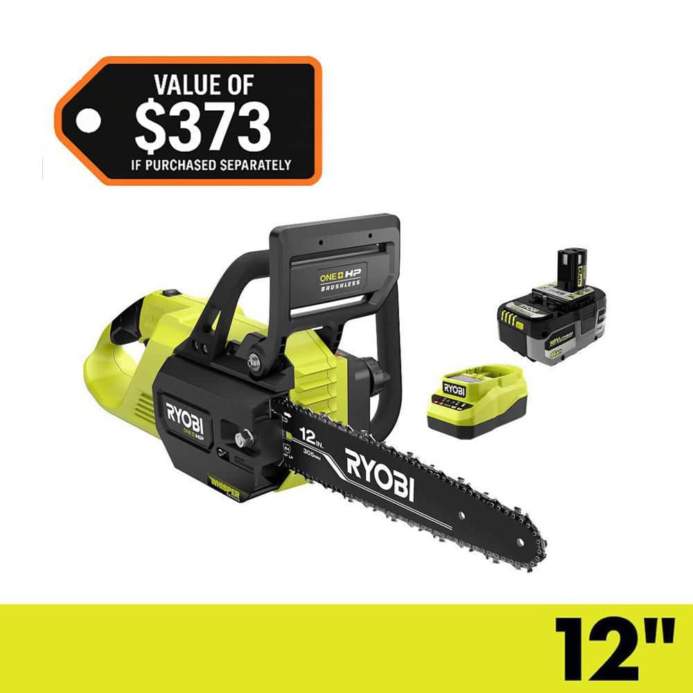 RYOBI ONE+ HP 18V Brushless Whisper Series 12 in. Battery Chainsaw