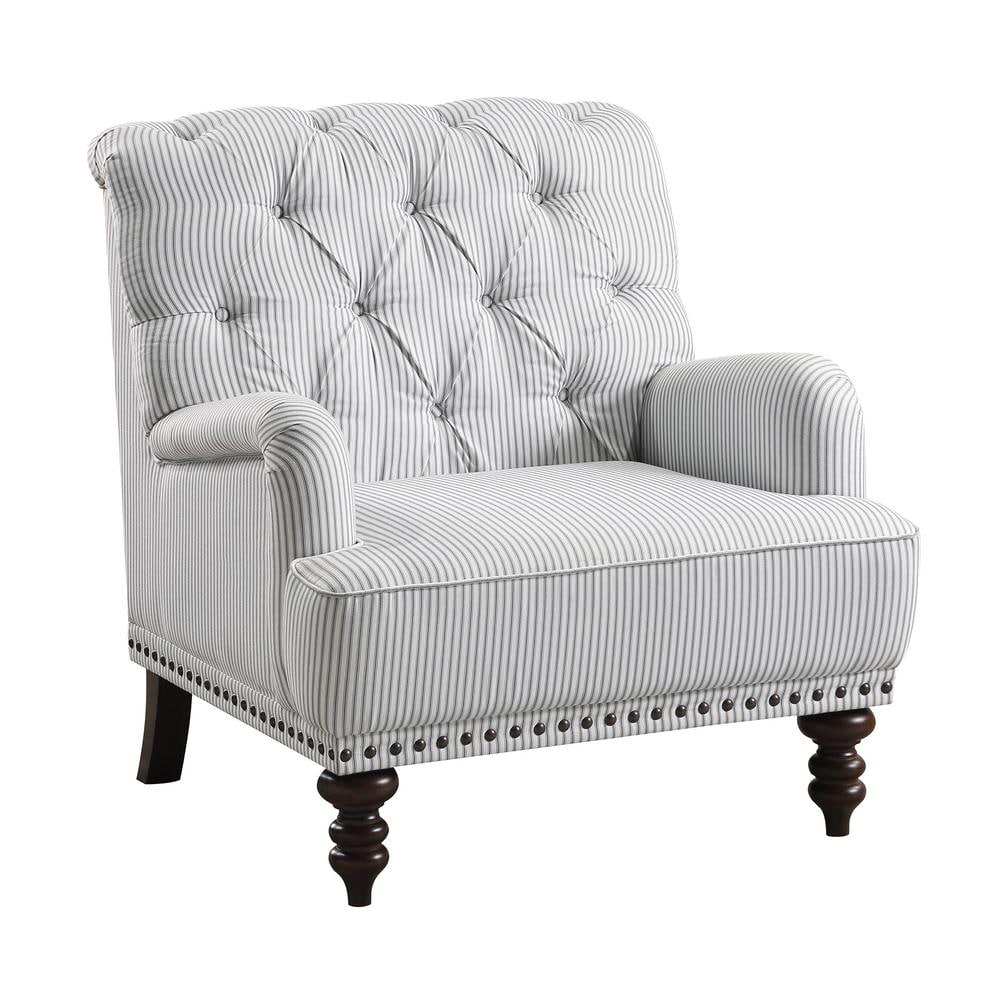 Gray Velvet Wood Accent Chair with Turned Legs