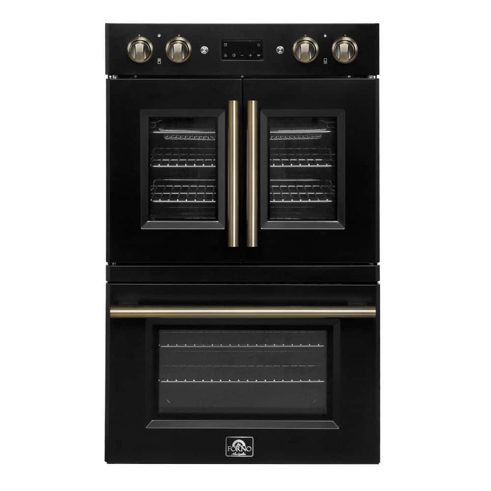 Asti 30 in. Double Wall Oven, 7.36 cu. ft. True Convection in. Black, Antique Brass