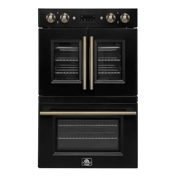 Asti 30 in. Double Wall Oven, 7.36 cu. ft. True Convection in. Black, Antique Brass