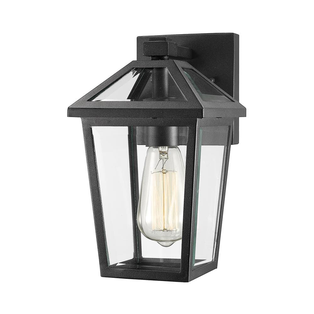 Talbot Black Outdoor Hardwired Lantern Wall Sconce with No Bulbs Included