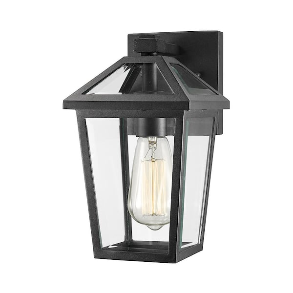 Unbranded Talbot Black Outdoor Hardwired Lantern Wall Sconce with No Bulbs Included
