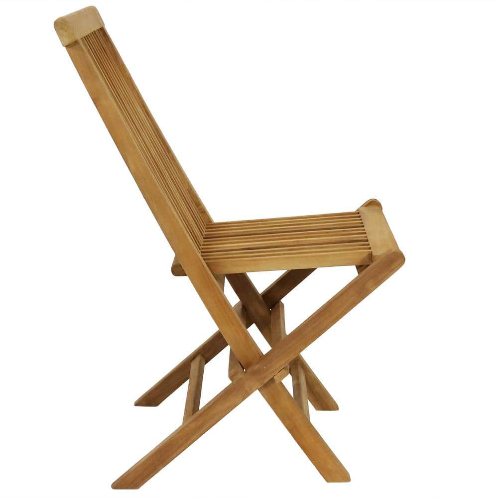 Hyannis Light Brown Solid Teak Wood Outdoor Folding Chair