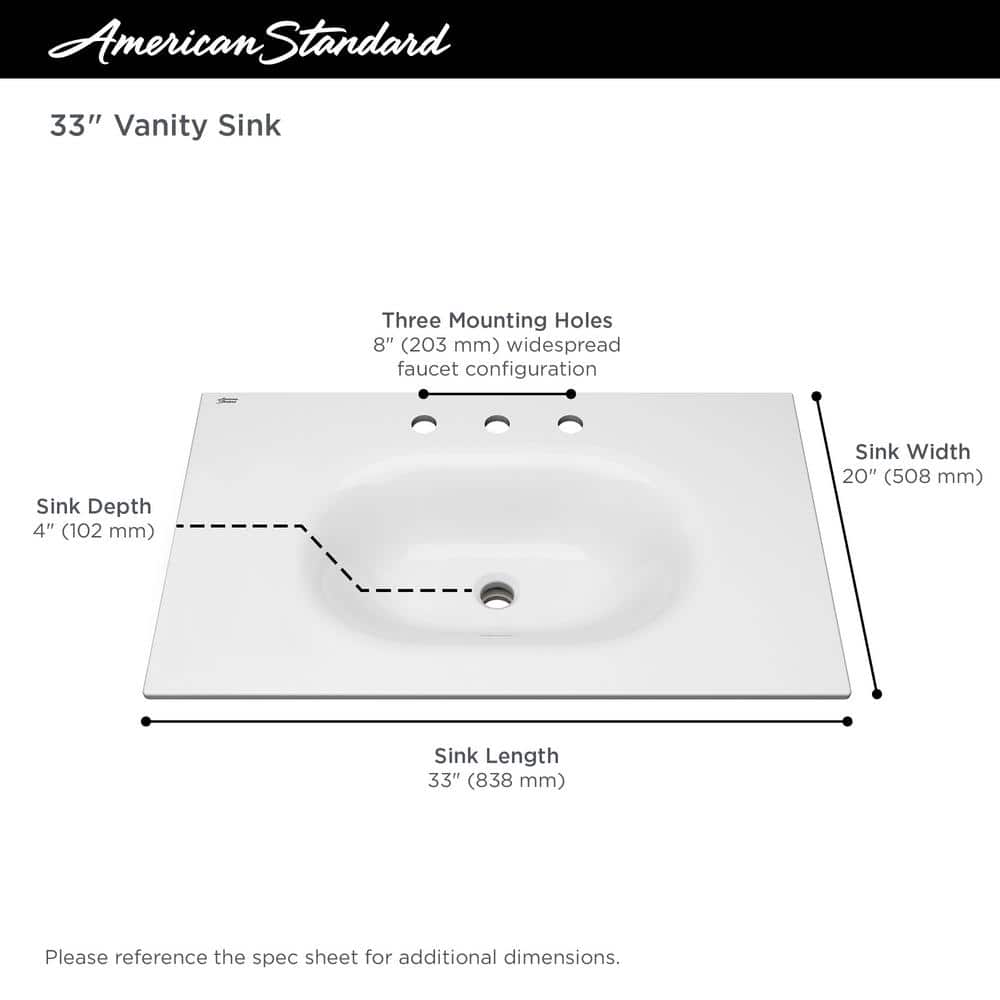 Studio S 33'' White Ceramic Wall-Mount Vanity Sink