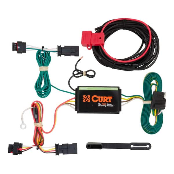 CURT Custom Vehicle-Trailer Wiring Harness, 4-Way Flat Output, Select Chevrolet Traverse, Quick Electrical Wire T-Connector
