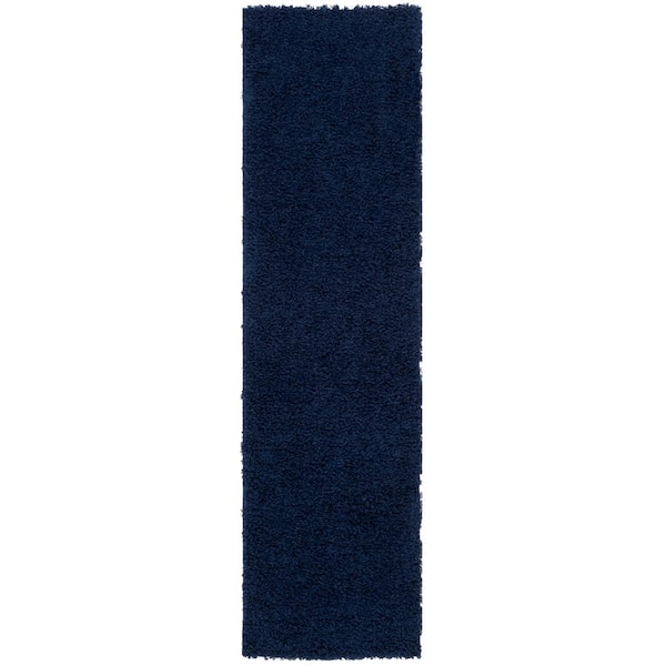 SAFAVIEH Athens Shag Navy 2 ft. x 8 ft. Solid Gradient Runner Rug