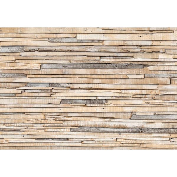 Komar 100 in. x 145 in. Whitewashed Wood Wall Mural