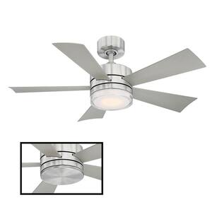 Wynd 42 in. LED Indoor/Outdoor Stainless Steel 5-Blade Smart Ceiling Fan with 3000K Light Kit and Remote