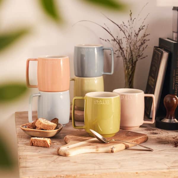 staub Ceramic Dinnerware 6-Pieces 12 oz. Mug Set Pink, Blue, Green