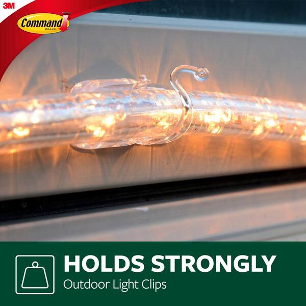 Command Outdoor Rope Light Clips With Foam Adhesive Strips 12 Hooks 16 Strips 17301clraw Es The Home Depot