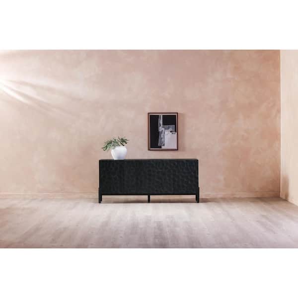 Hattori Black Oak Wood Buffet with Organic Silhouette and Carbon Finish