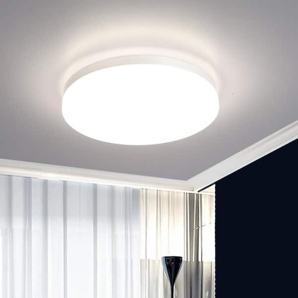 13 in. Low Profile Modern Silver 4000K Integrated LED Flush Mount Ceiling Light Fixture for Hallway Kitchen Bedroom