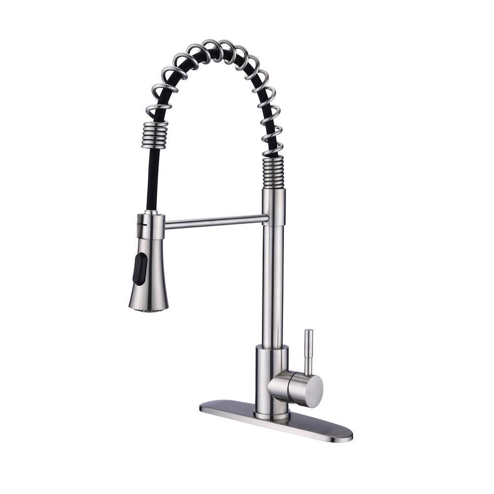 Flynama Single-Handle Pull Down Sprayer Kitchen Faucet with Deck Plate ...