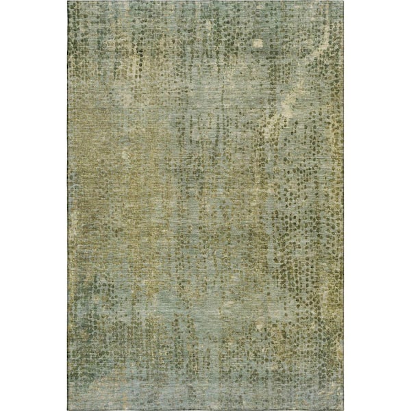 Mayfield Premium Machine Washable Abstract AMF2088 Green 3 ft. x 4 ft. Area Rug