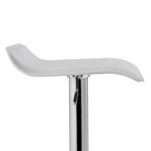 Set of 2 Barstools, Adjustable Swivel Bar Stools with PU Leather and Chrome Base, Pub Counter Chairs, White