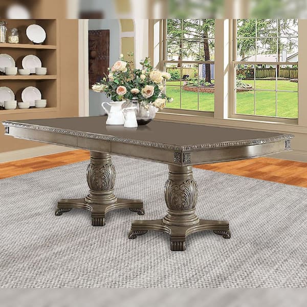 Acme Furniture Chateau De Ville Rectangle Antiqu Wood 46 in. Pedestal  Dining Table Seats 6 64065A - The Home Depot