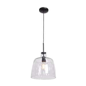Simplicite 11 in. 1-Light Black Pendant with Clear Glass Shade