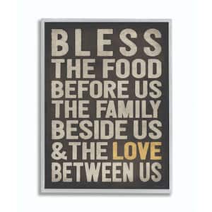16 in. x 20 in. "Bless The Food Kitchen Dining Room Textured Word" by Stephanie Workman Marrott Framed Wall Art