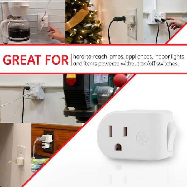 GE Grounded On/Off Power Switch 2 Pack 120VAC Space Saving Design 39713 1800W White 15A Plug-in UL Listed Energy Efficient 