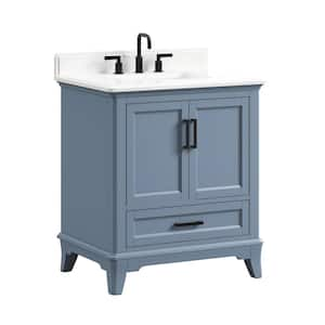 Rawsonville 31 in. W x 22 in. D x 34.5 in. H Single Sink Freestanding Bath Vanity in Steel Blue with White Quartz Top