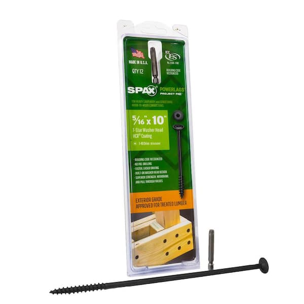 SPAX 5/16 in. x 10 in. Exterior Washer Head Structural Wood Lag Screws Powerlags Torx T-Star (12 Each) Bit Included