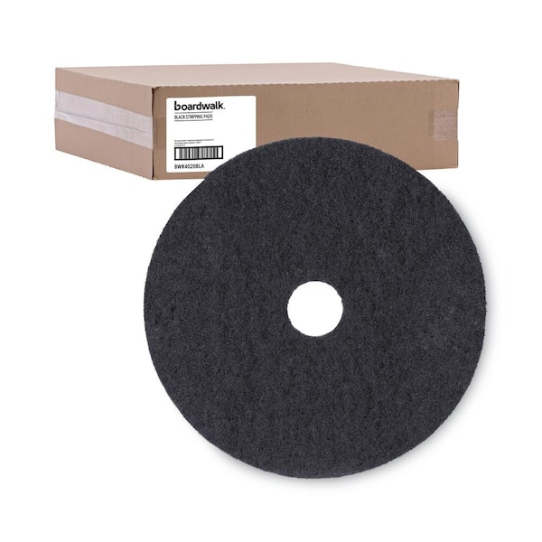 14 x 20 Black Stripping Rectangular Floor Pad - Case of 5