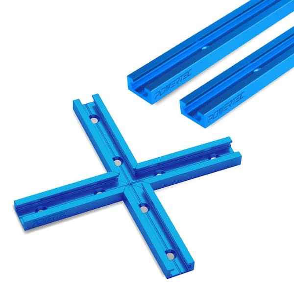 ‎POWERTEC 24 in. x 2 Double-Cut Profile Universal T-Track with Predrilled Mounting Holes and Intersection Kit