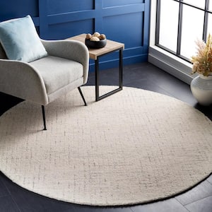 Abstract Ivory/Light Gray 4 ft. x 4 ft. Speckled Round Area Rug