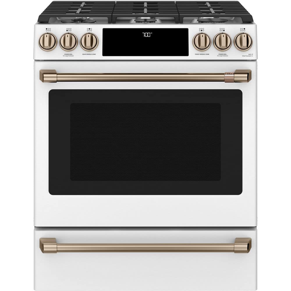 30 in. 5.6 cu. ft. Smart Slide-In Gas Range in Matte White with True Convection, Air Fry price history on PriceWatchPro