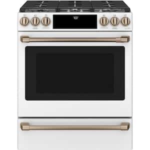 30 in. 5.6 cu. ft. Smart Slide-In Gas Range in Matte White with True Convection, Air Fry