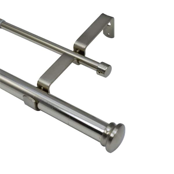 Versailles Home Fashions Imperial 72in - 144in Steel Double Corona Rod in Silver