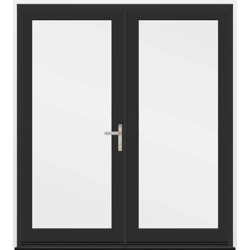 72 in. x 80 in. F4500 Left-Hand/Inswing Black/White Fiberglass French Patio Door w/ Low-E Impact Glass and Nickel Handle price history on PriceWatchPro