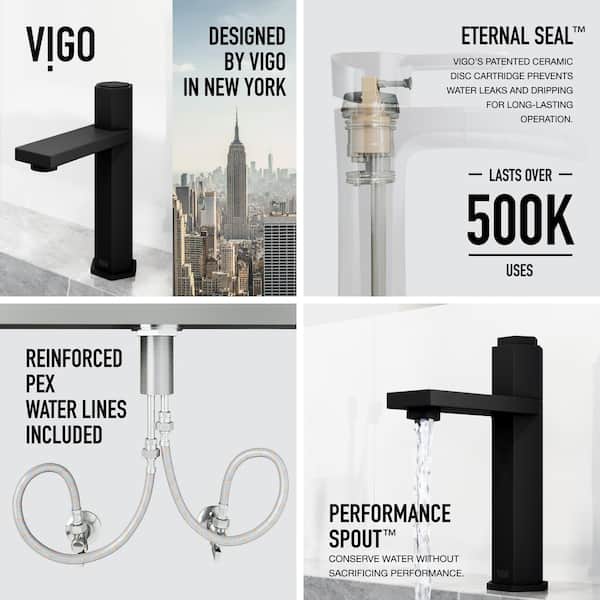 VIGO Nova Button Operated Single-Hole Bathroom Faucet in Matte
