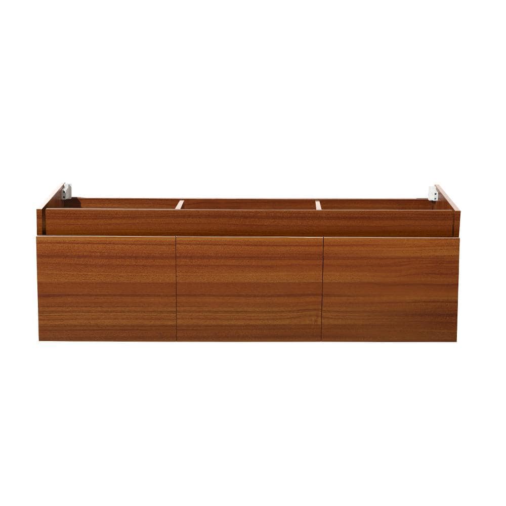 Teak 59" Wall-Mount Single Sink Modern Vanity Base