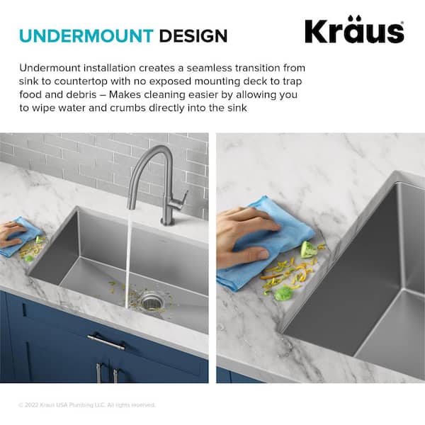 KRAUS - Standart PRO 32 in. Undermount Single Bowl 16 Gauge Stainless Steel Kitchen Sink with Accessories