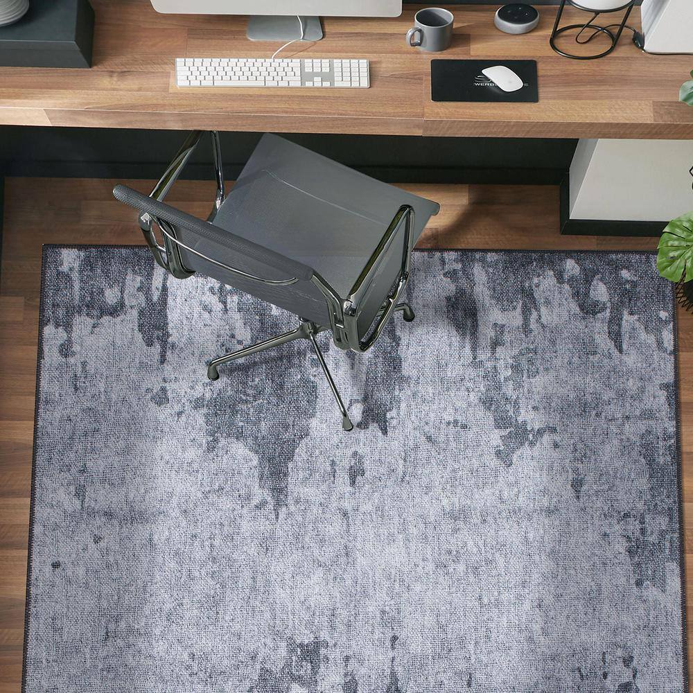 Gray Abstract Flat Woven Machine Washable Area Rug