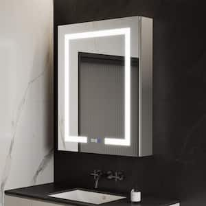 Glare 24 in. W x 30 in. H Rectangular Aluminum Recessed/Surface Mount Left Open Medicine Cabinet with Mirror LED