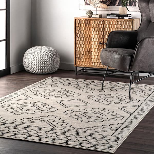 Noa Tribal Moroccan Gray 5 ft. x 8 ft. Living Room/Bedroom/Dining Room Area Rug