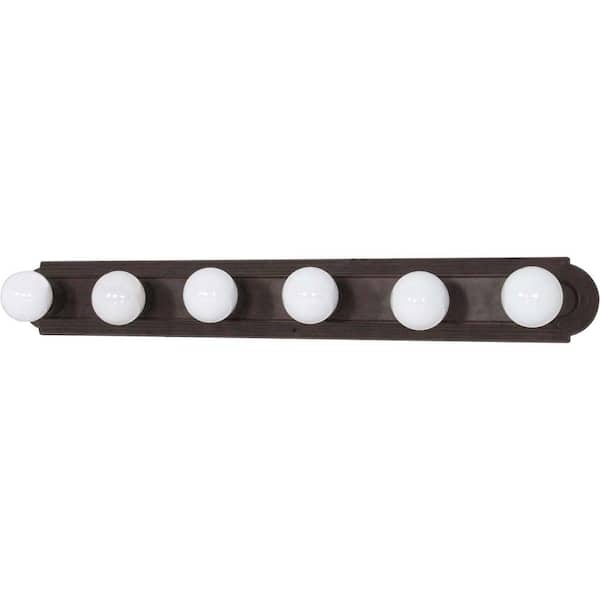 SATCO Nuvo 36 in. 6-Light Old Bronze Vanity Light with No Shade