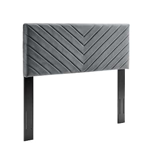 Alyson Angular Channel Tufted Performance Velvet King / California King Headboard in Charcoal