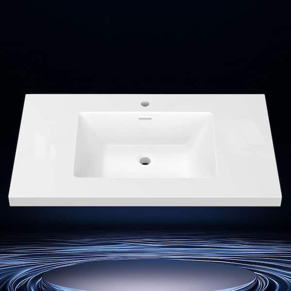 Zeafive Tor 36 in. W x 22 in. D Solid Surface Cultured Marble